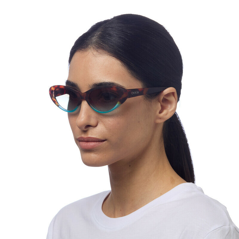 okkia okkia occhiale da sole premontato mod lina cat eye soft touch havana blue lenti brown ean 8058093548413