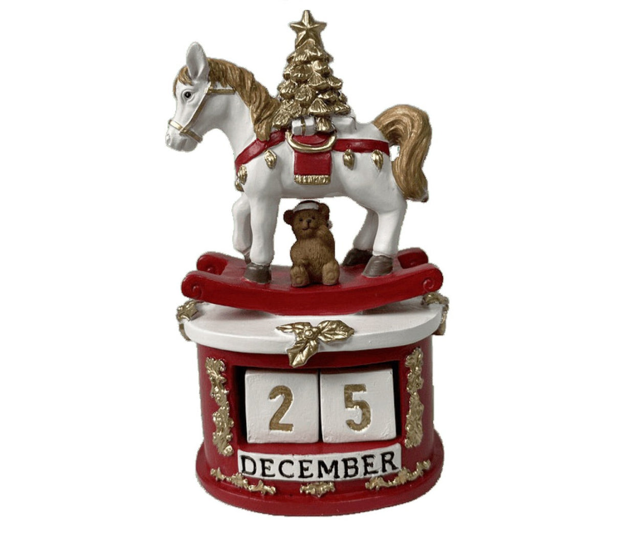 preziosa home preziosa home cavallo natale decorativo con calendario poliresina 12 x 9 x 20 cm scatola ean 8050264185939