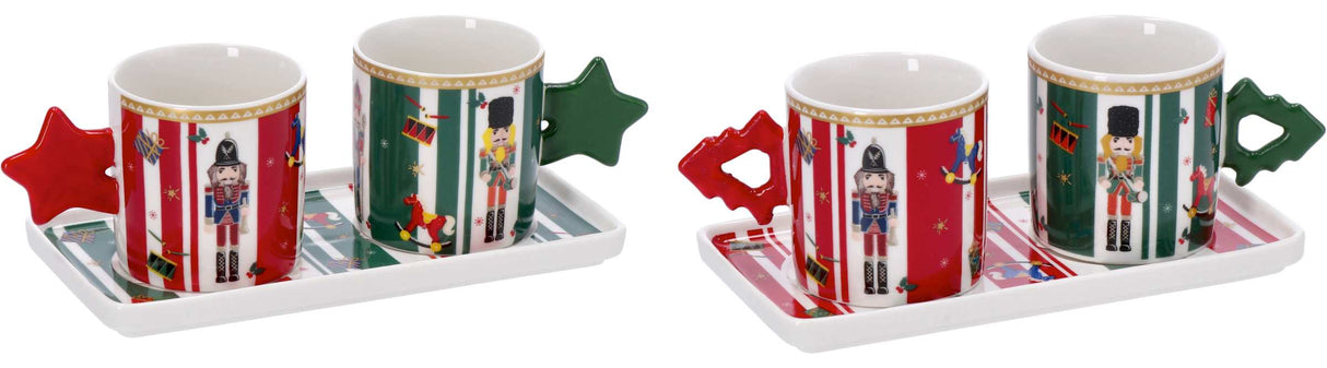regalo italiano regalo italiano set 2 tazzine con vassoio di natale porcellana ass rosso bianco verde 1 pz ean 8057586117310