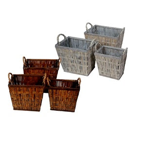 regalo italiano regalo italiano set 3 cesti in salice rettangolari l 29 35 41 cm con manici 2 colori assortiti 1 pz ean 8057586131798