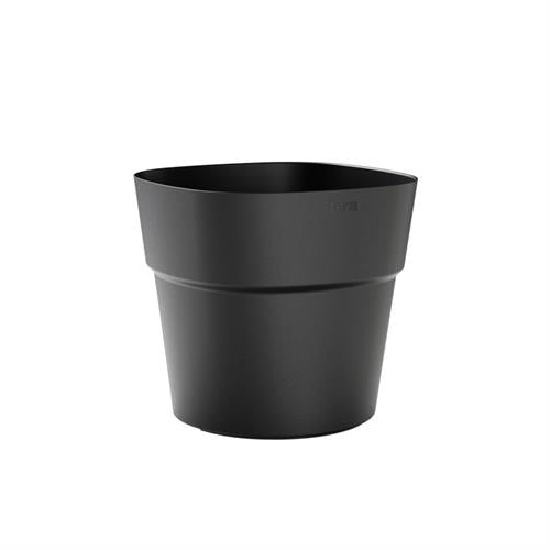 Vaso da esterno in plastica riciclata 100%, Ø58×H47 cm, colore Antracite. Resistente da −30° a +60°C, riciclabile.