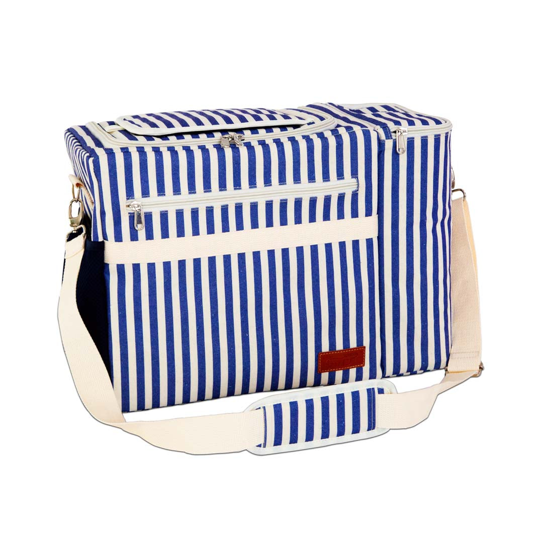 wd lifestyle wd lifestyle borsa termica a righe con taca per bottiglie 25 l bianco blu ean 8053300576609