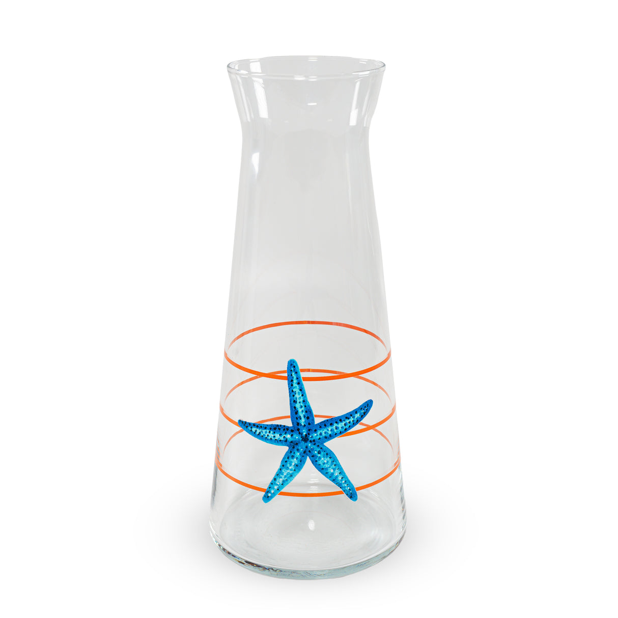 wd lifestyle wd lifestyle caraffa in vetro decorata 1 lt decoro stella marina si righe arancioni ean 8055035685335