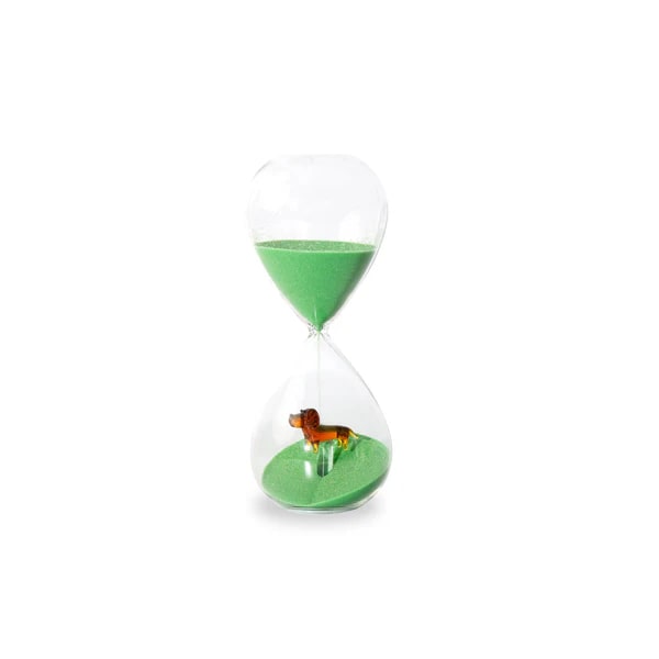 wd lifestyle wd lifestyle clessidra in vetro borosilicato con decoro interno bassotto verde marrone ean 8055035681368