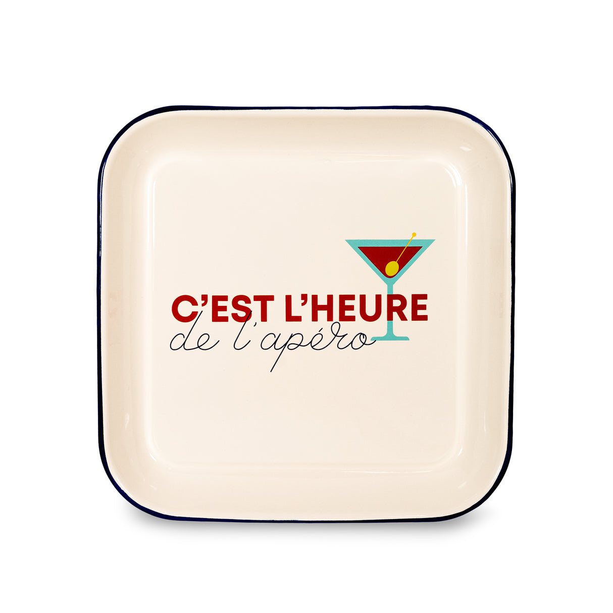 wd lifestyle wd lifestyle vassoio in latta smaltata 30 x 30 cm decoro cest lheure de lapero ean 8055035682976