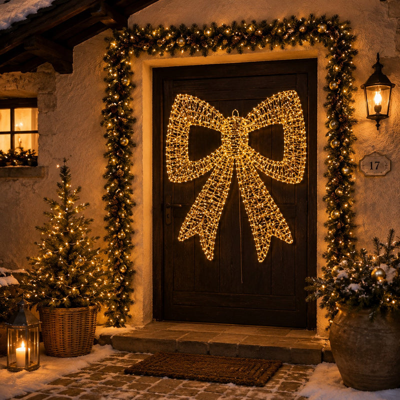 ad trend ad trend fiocco natalizio con 2 400 led internoesterno 90x90 oro cm luce calda ean 8057586271142