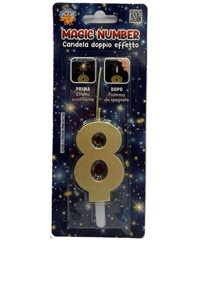 bigiemme bigiemme candela magic number nr 8 doppio uso scintillante e fiamma h 68 cm oro ean 8006941092151