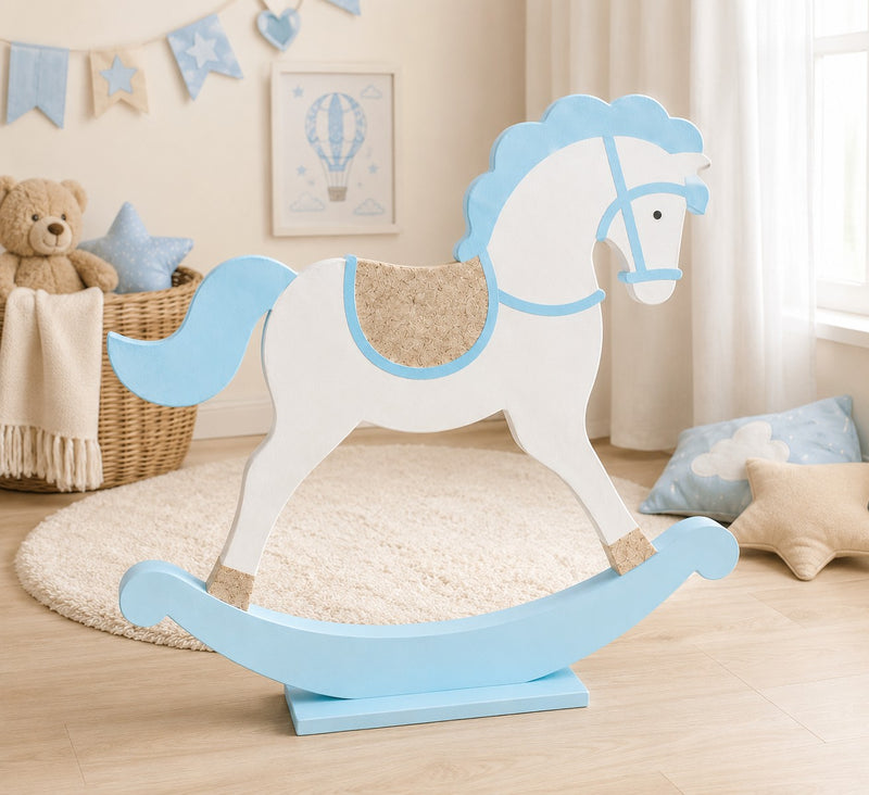 cupidoco cupidoco cavallino a dondolo azzurro in feltro decorazione nascita e battesimo 82 x 75 cm ean 8058196004304