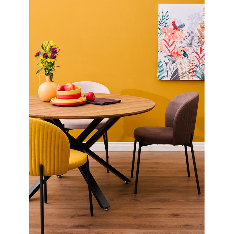 di mo commerciale di mo commerciale tavolo rotondo jasper d 120 cm h 75 cm piano mdf effetto noce naturale con gambe in metallo ean 8010402491193