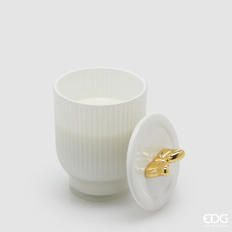 edg enzo de gasperi edg enzo de gasperi candela di natale fiocco con vaso h 15 cm d 10 cm frangipani bianco oro ean 8059824544100