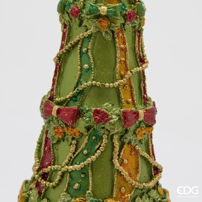 edg enzo de gasperi edg enzo de gasperi decoro decoglitter pino e fiocchi di natale h 31 cm d 10 cm poliresina multicolor ean 8059824597953