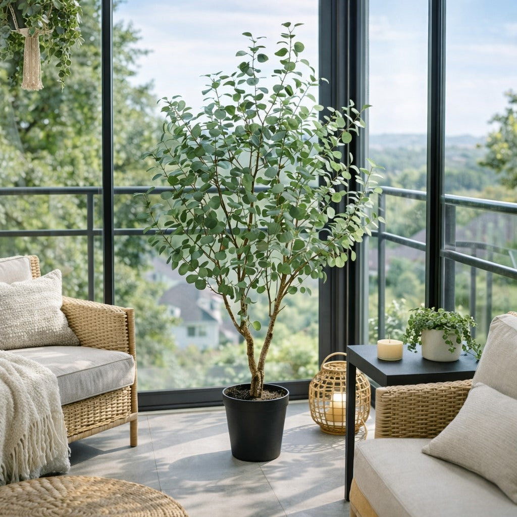 edg enzo de gasperi edg enzo de gasperi eucalipto vogue con vaso pianta artificiale h 190 cm verde ean 8059824607294