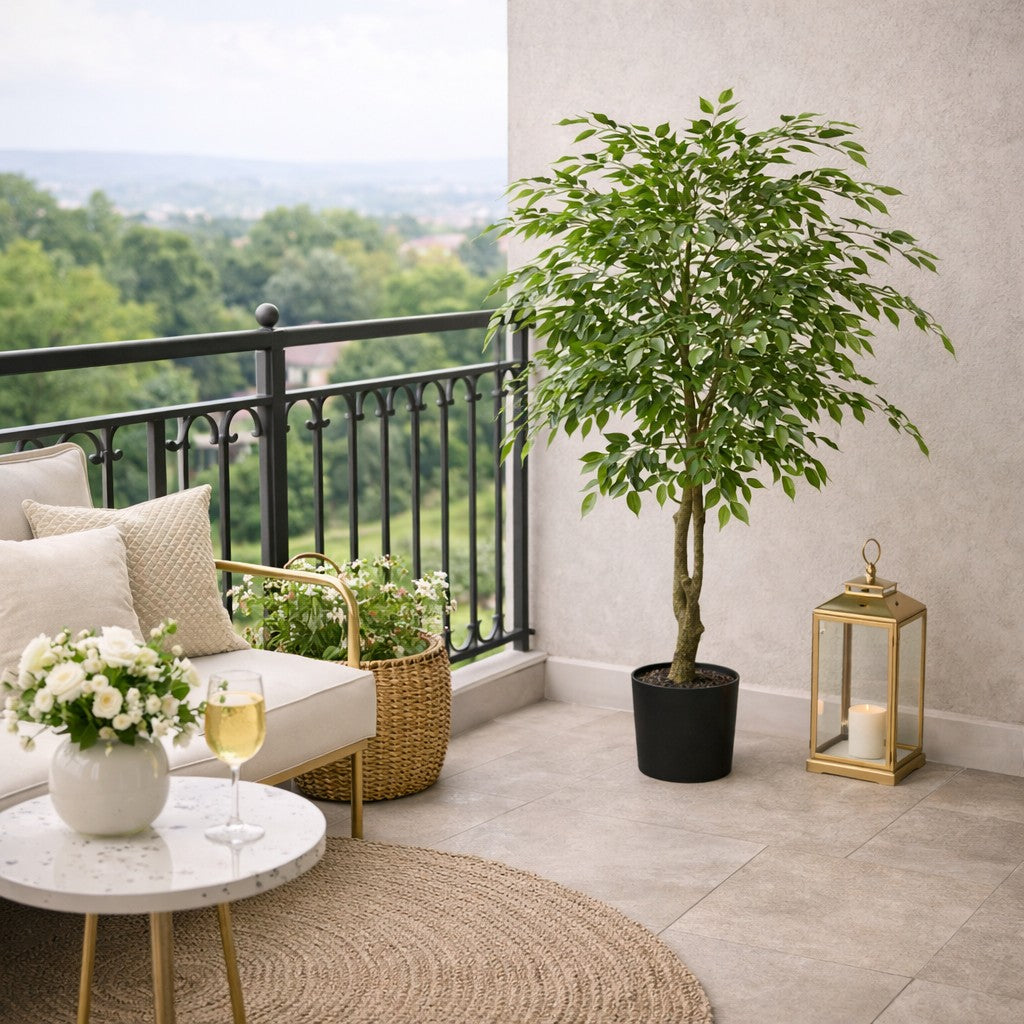 edg enzo de gasperi edg enzo de gasperi ficus beniamino vogue con vaso pianta artificiale h 156 cm verde ean 8059824607348