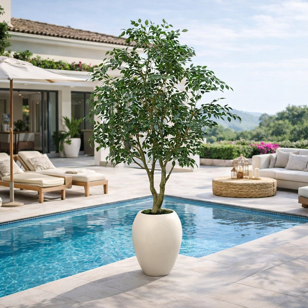 edg enzo de gasperi edg enzo de gasperi ficus beniamino vogue con vaso pianta artificiale h 240 cm verde ean 8059824607324