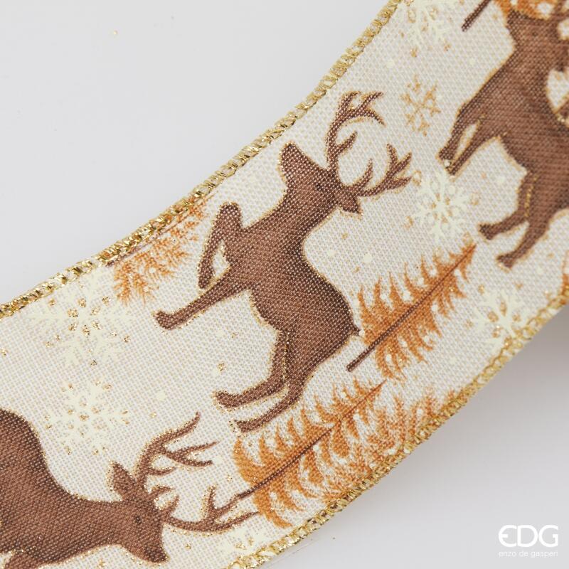 edg enzo de gasperi edg enzo de gasperi nastro cervo natalizio h 65 cm l 10 mt bianco marrone ean 8059824598356