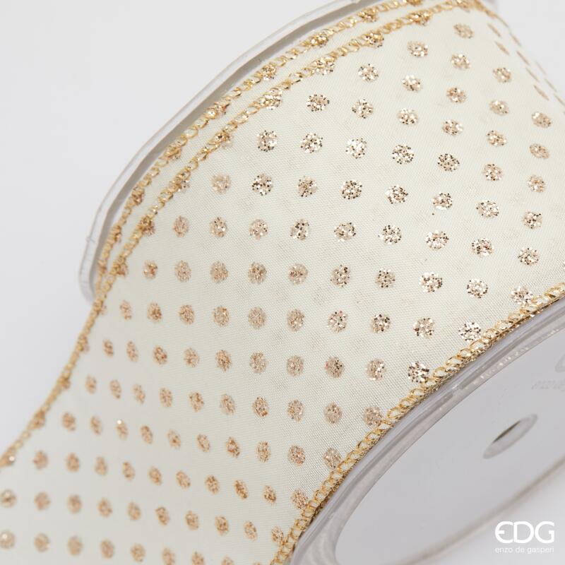 edg enzo de gasperi edg enzo de gasperi nastro pois di natale h 65 mm l 10 mt ivory gold ean 8059824598455