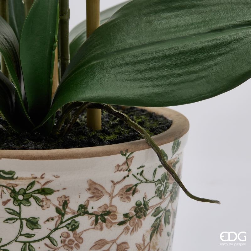 edg enzo de gasperi edg enzo de gasperi orchidea phalaenopsis x3 con bocciolo e vaso pianta artificiale h 65 cm bianco ean 8059824669872