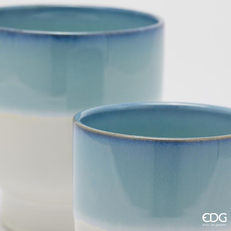 edg enzo de gasperi edg enzo de gasperi set 2 pz vaso cachepot nuance con piede h 17 cm h 13 cm ceramica blu ean 8059824460066