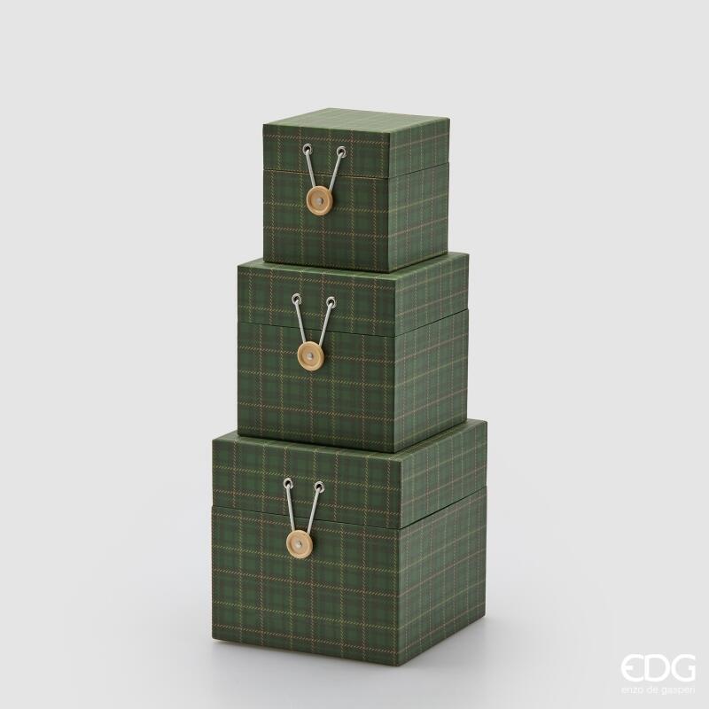 edg enzo de gasperi edg enzo de gasperi set 3 scatole decorative natale quadrata h 18 cm h 15 cm h 12 cm dark green ean 8059824528001