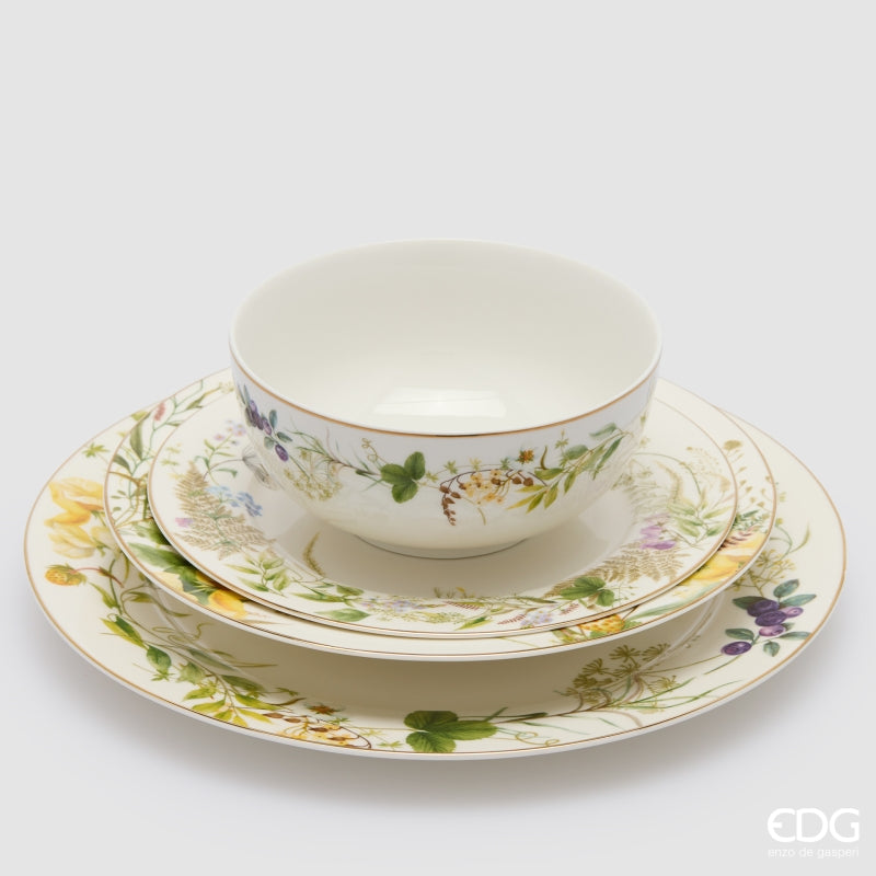 edg enzo de gasperi edg enzo de gasperi set piatti fiorimix fondi piatti frutta ciotoli 24 pz giallo verde ean 8059824654663