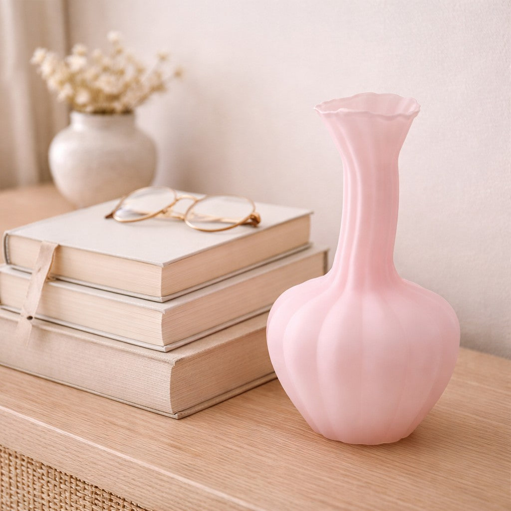 edg enzo de gasperi edg enzo de gasperi vaso flow sinuoso h 31 cm d 17 cm waterproof vetro satinato rosa ean 8059824630537