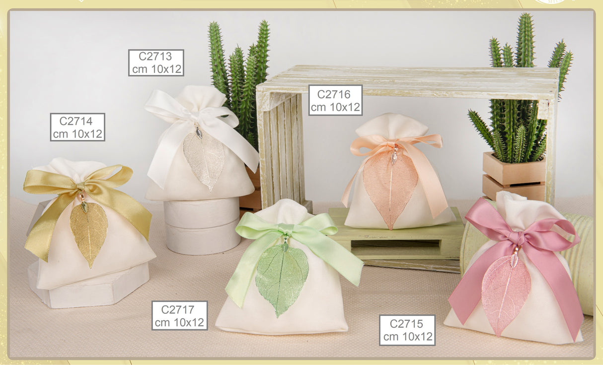 etm etm sacchetto foglia bag portaconfetti 10 x 12 cm bomboniera pesca 12 pz ean 8059793660023