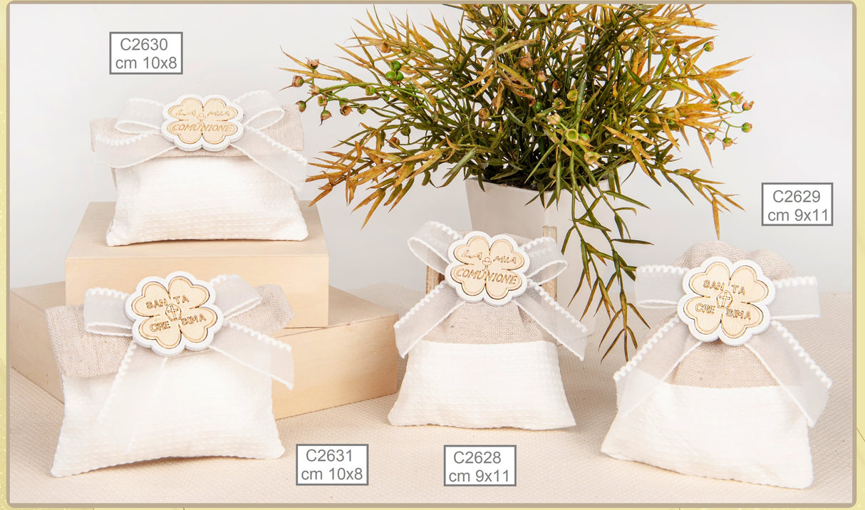 etm etm sacchetto quadrifoglio bag comunione 9 x 11 cm beige 12 pz ean 8057500589148