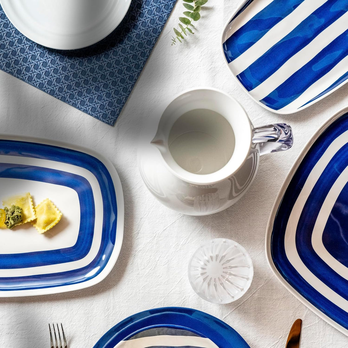 guzzini guzzini vassoio xl riviera melamina 50 x 34 cm bianco blu ean 8008392399841