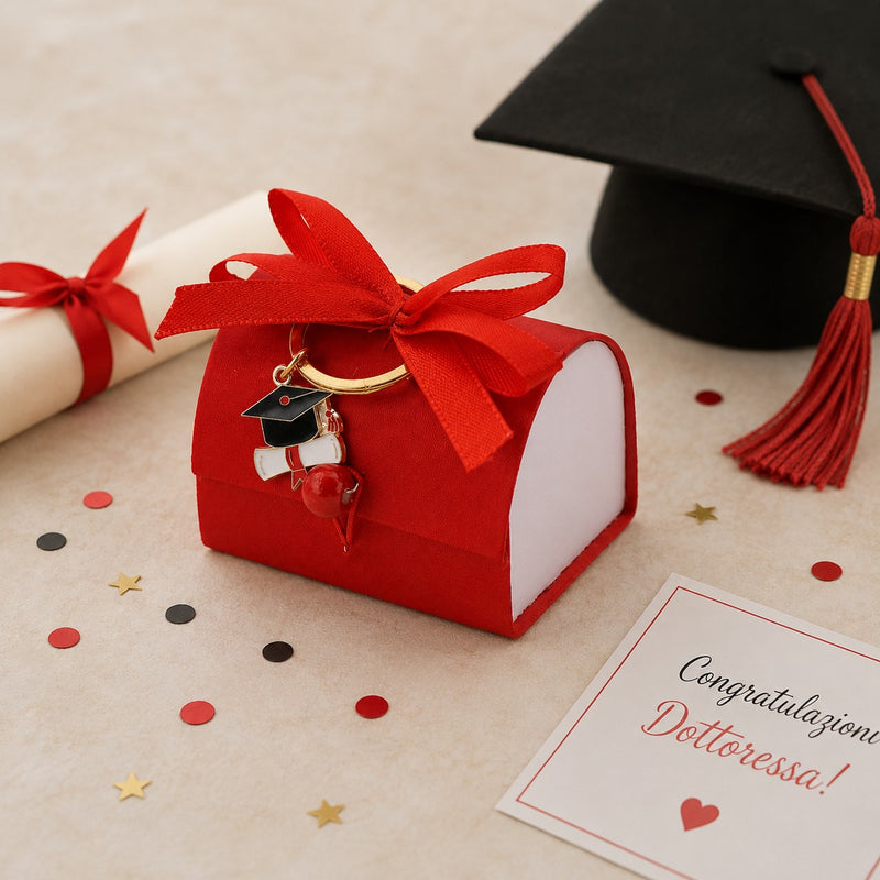 larcolaio larcolaio scatola box con portachiavi bomboniera 7 x 5 cm portaconfetti laurea rosso 1 pz ean 8059558631275