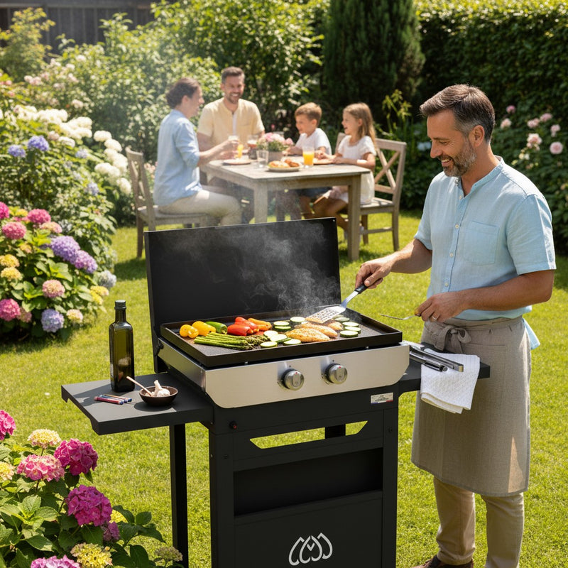 le marquier le marquier plancha a gas original 260 duo con carrello coperchio e ripiani edition completa ean 3339380176959