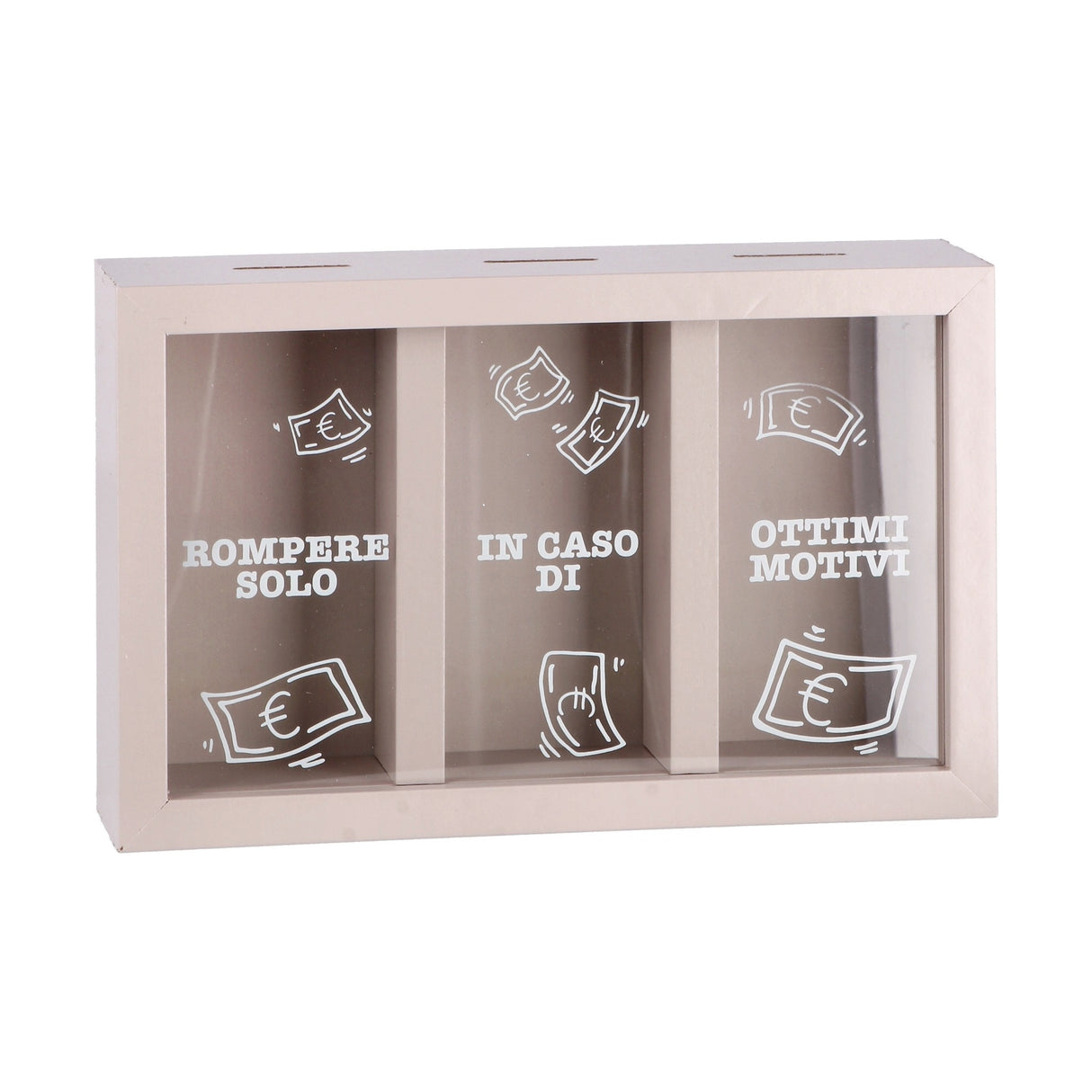 regalo italiano regalo italiano salvadanaio in mdf e vetro 3 scomparsi 23 x 6 cm h 15 cm ass porta risparmi decorativo moderno 1 pz ean 8057586123694