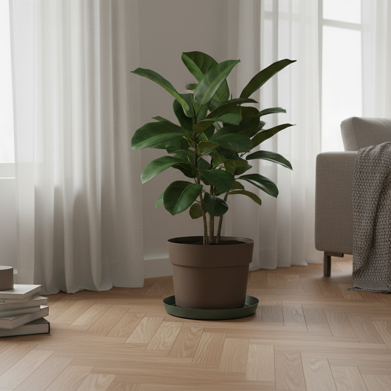 Sottovaso rotondo in plastica riciclata CO2-neutro per interno ed esterno. TeraPlast Orma Saucer 29 Forest verde, Ø 29 cm, –30°/+60°C ean-8051560268364