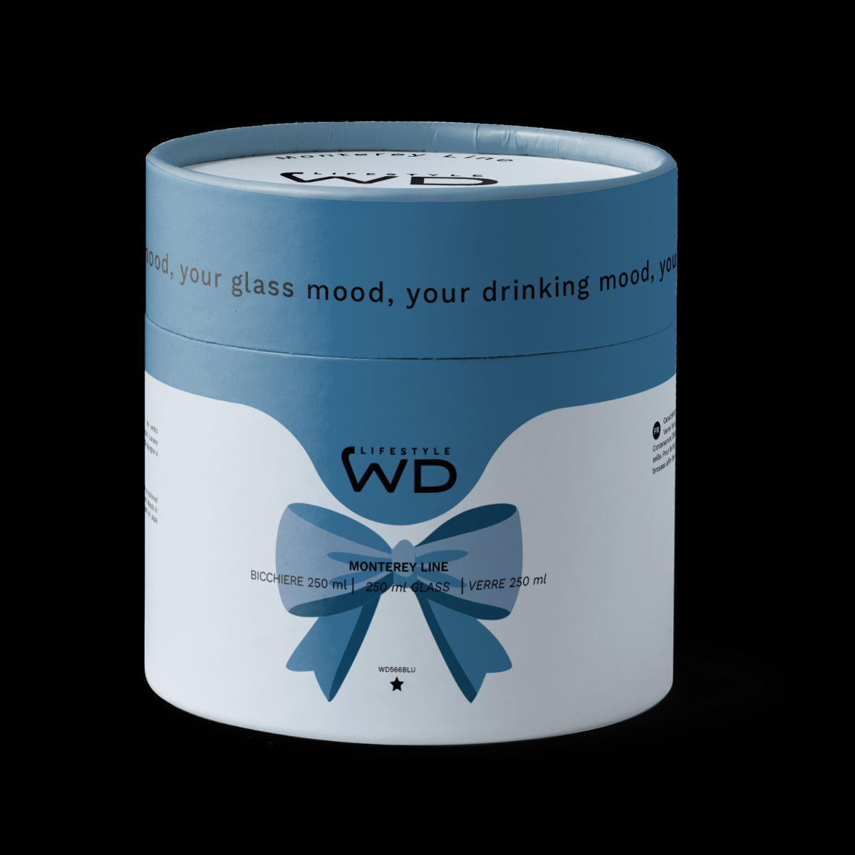 wd lifestyle wd lifestyle bicchiere vetro borosilicato cc 250 ml decoro fiocco blu ean 8055035680590