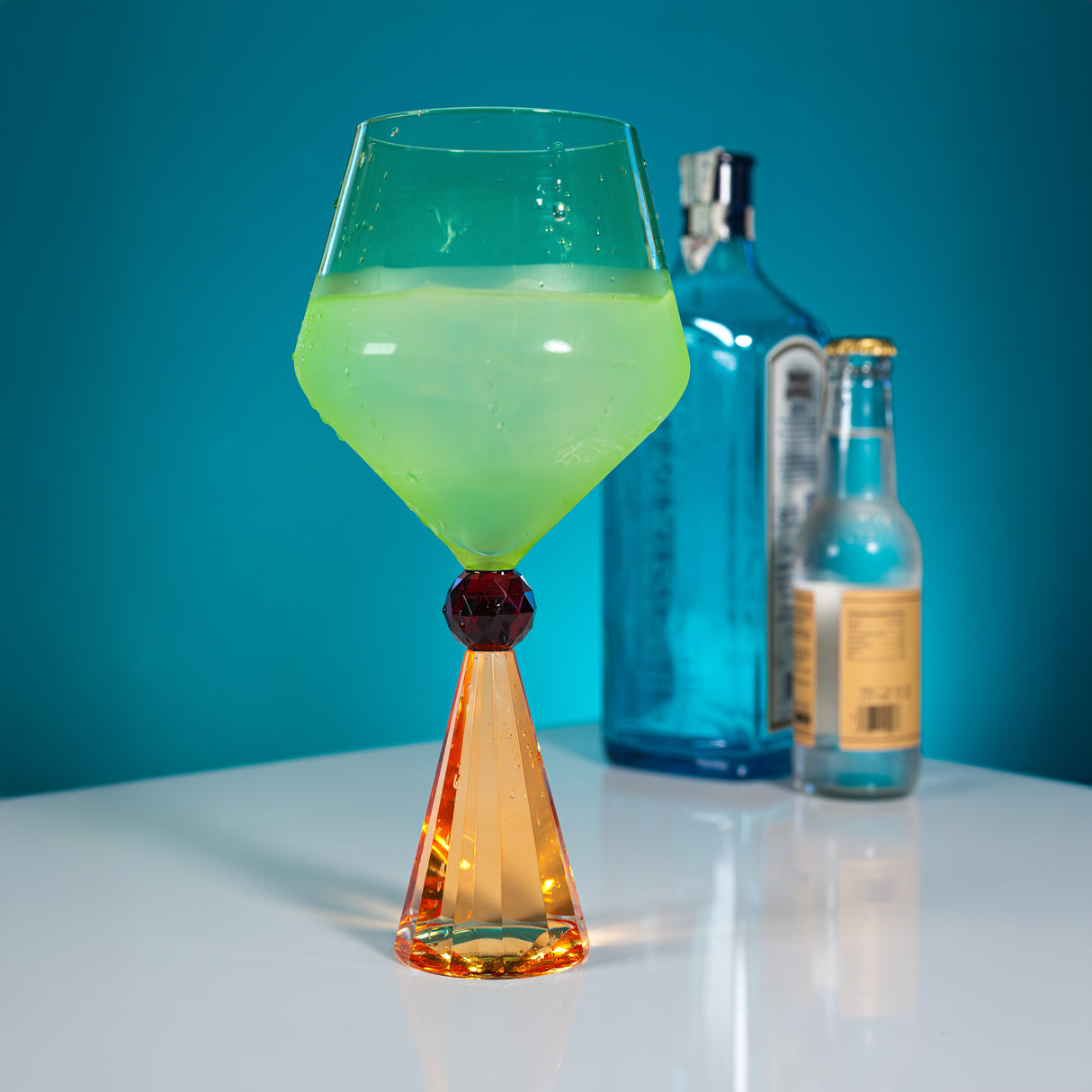 wd lifestyle wd lifestyle calice per gin tonic in verto base effetto diamante arancione verde ean 8055035684000