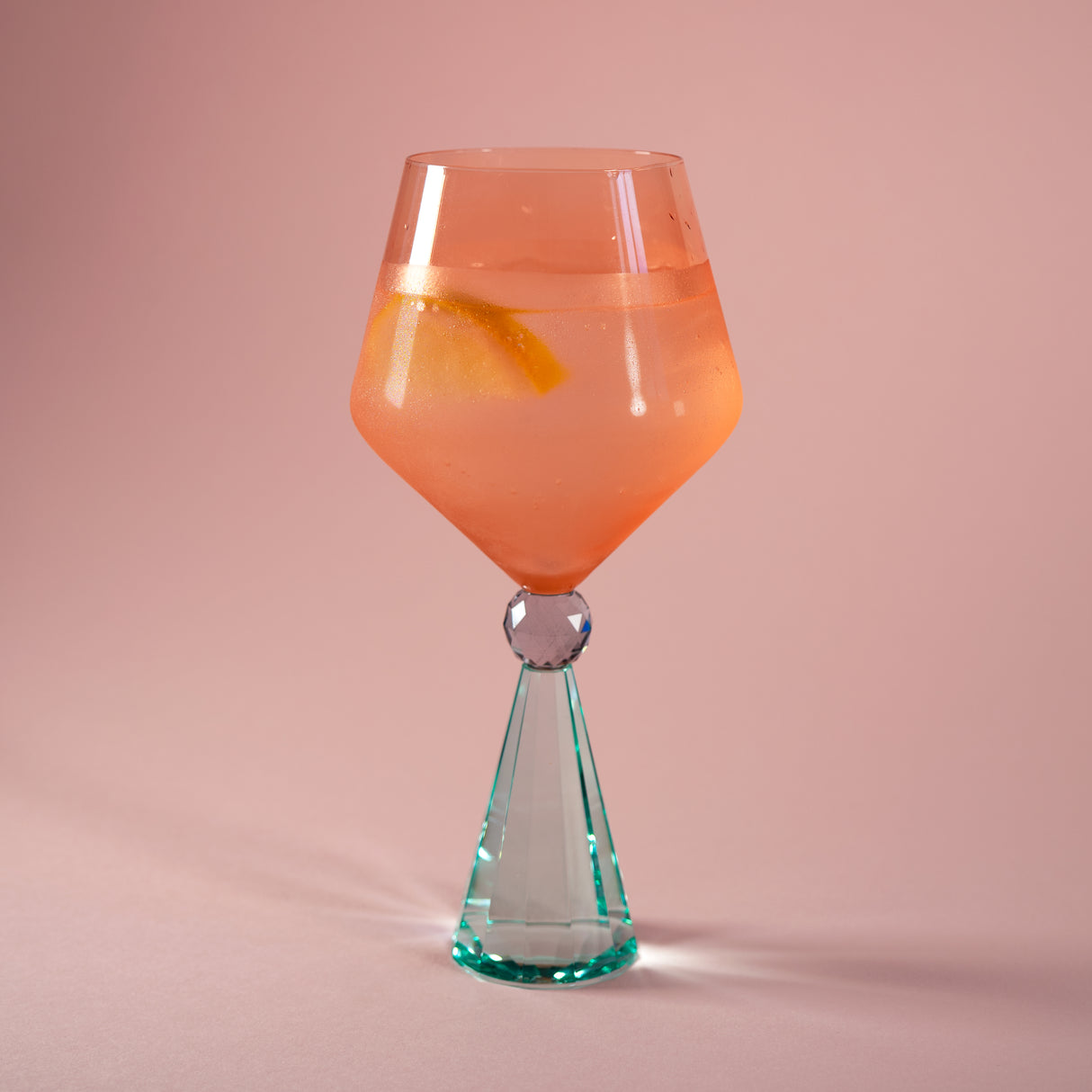 wd lifestyle wd lifestyle calice per gin tonic in verto base effetto diamante azzurro pesca ean 8055035683997