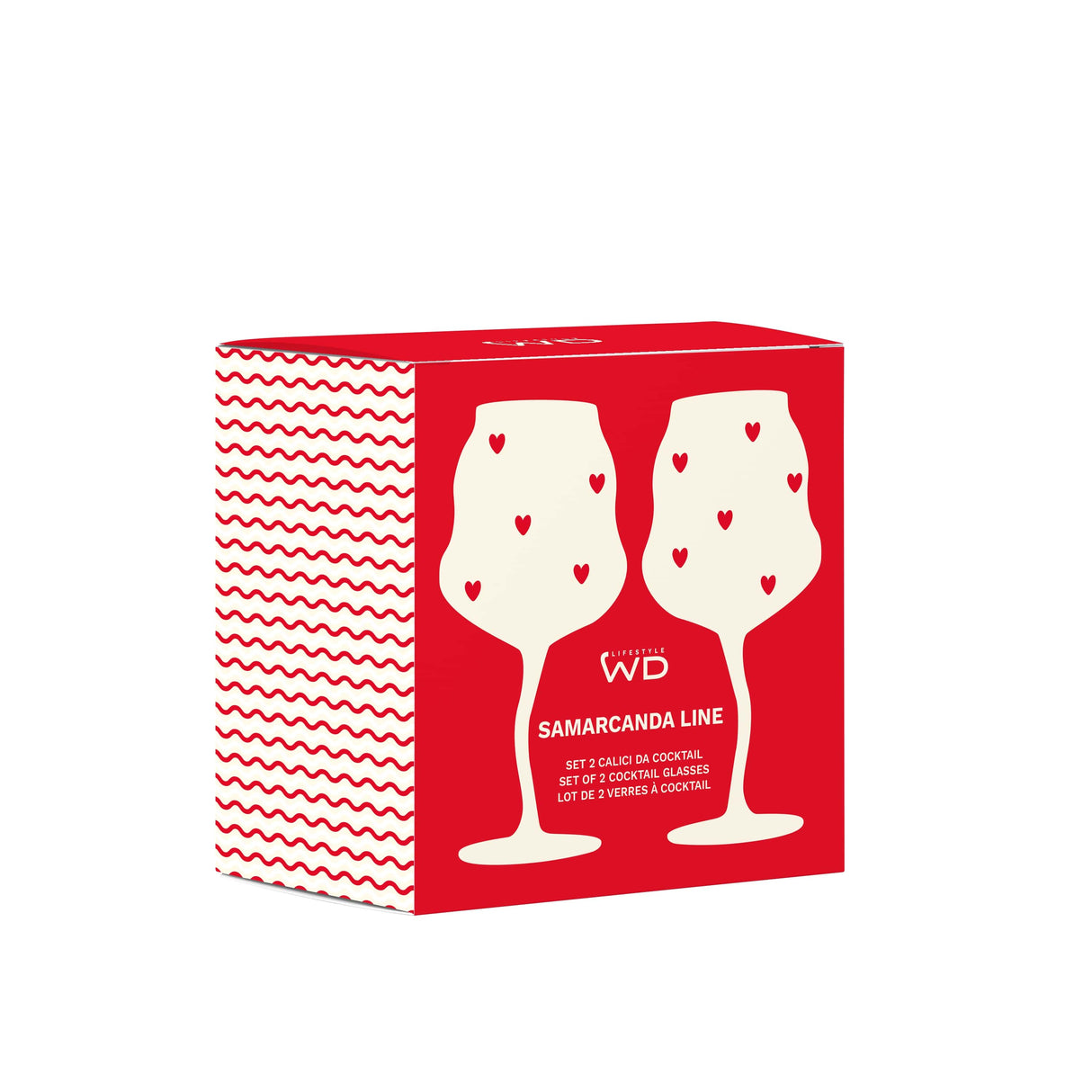 wd lifestyle wd lifestyle set 2 calici cocktail 450 ml decoro cuori rossi ean 8055035681979