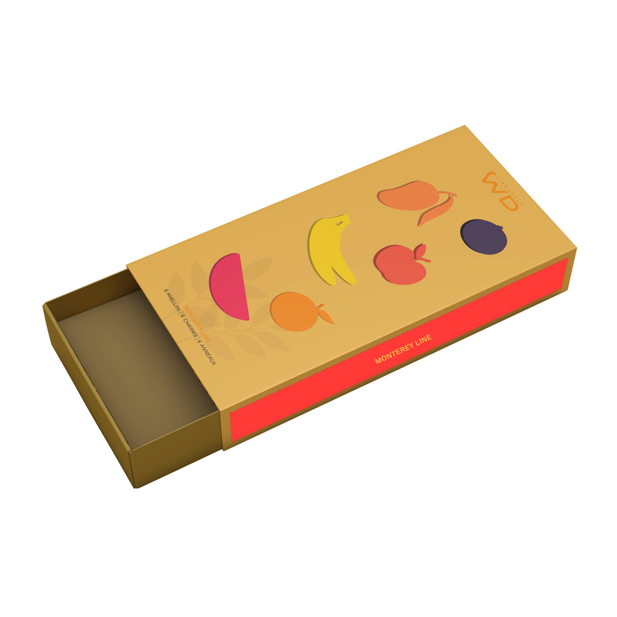 wd lifestyle wd lifestyle set 6 anellini segnaposto vetro colorato decoro frutta ean 8055035685700