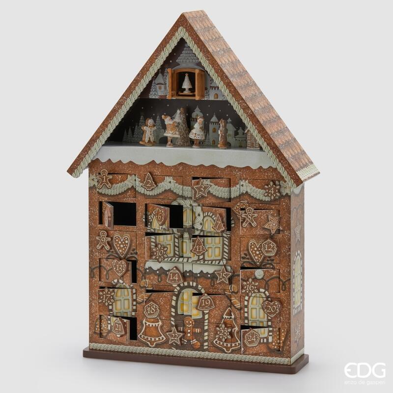 edg enzo de gasperi edg enzo de gasperi decoro casetta avvento natale h 62 cm l 39 cm l 11 cm musica movimento led white brown ean 8059824561862