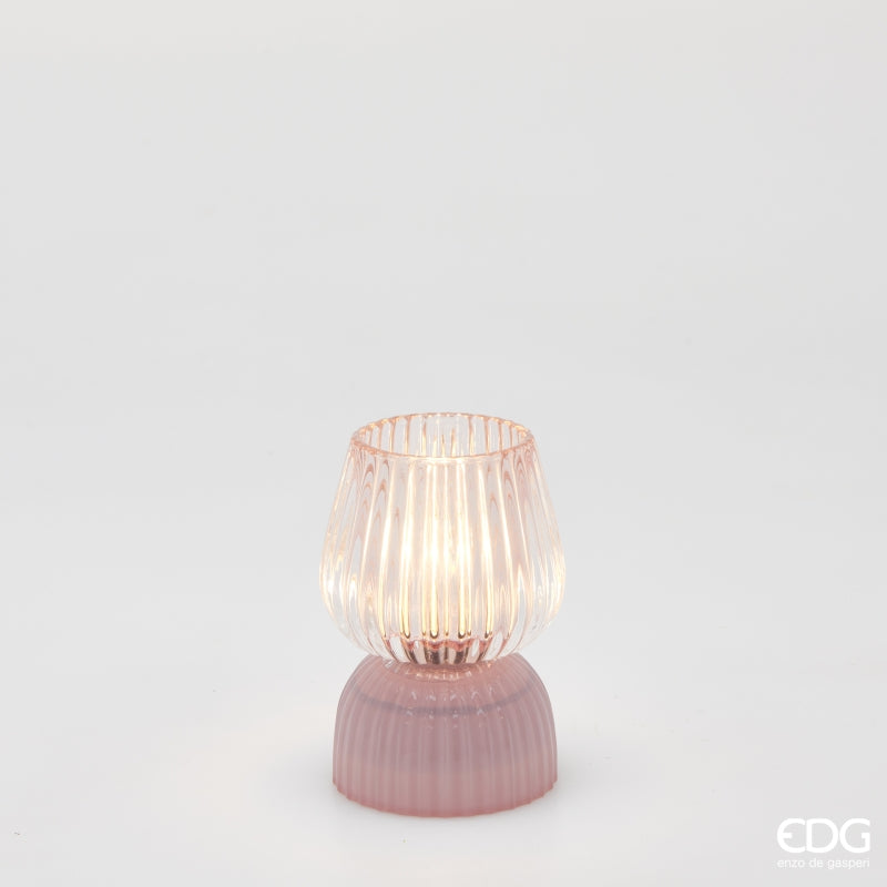 edg enzo de gasperi edg enzo de gasperi lampada da tavolo biforma a righe led h 13 cm d 9 cm ip20 rosa ean 8059824630377