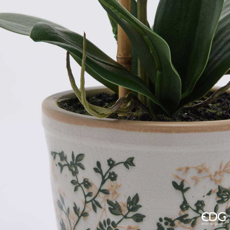 edg enzo de gasperi edg enzo de gasperi orchidea phalaenopsis x2 con bocciolo e vaso pianta artificiale h 60 cm bianco ean 8059824669919