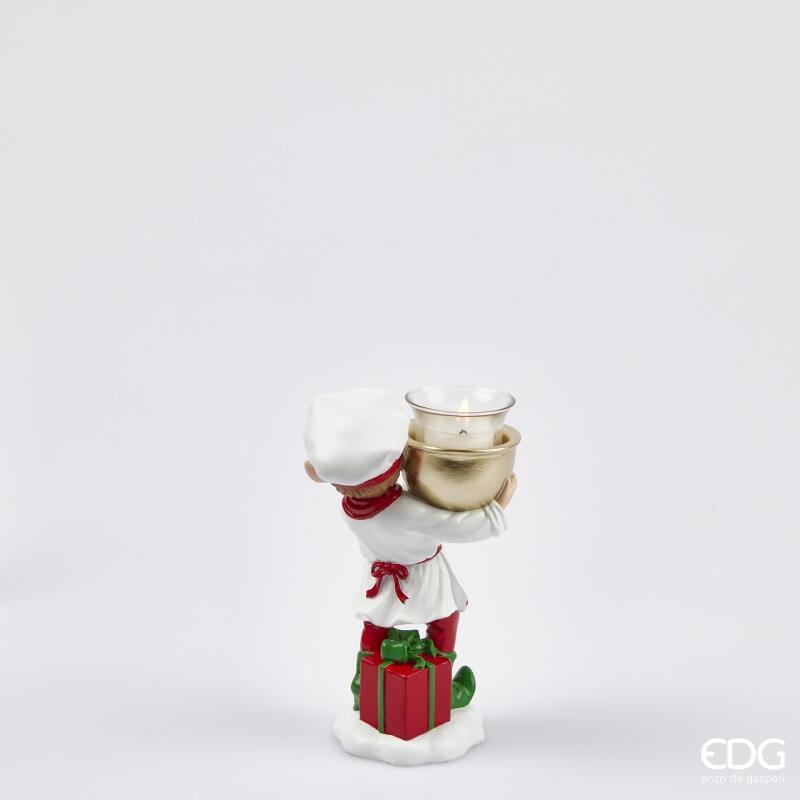 edg enzo de gasperi edg enzo de gasperi portacandela elfo cuoco di natale h 215 cm green red ean 8059824389657