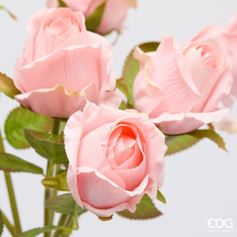 edg enzo de gasperi edg enzo de gasperi rosa bouquet x9 con foglie h 46 cm pianta artificiale colore rosa ean 8059824634108