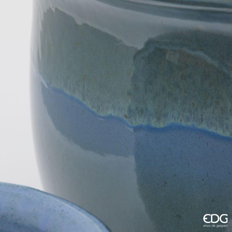 edg enzo de gasperi edg enzo de gasperi set 3 pz vaso cachepot bombato h 32 cm h 24 cm h 20 cm ceramica azzurro ean 8059824615367