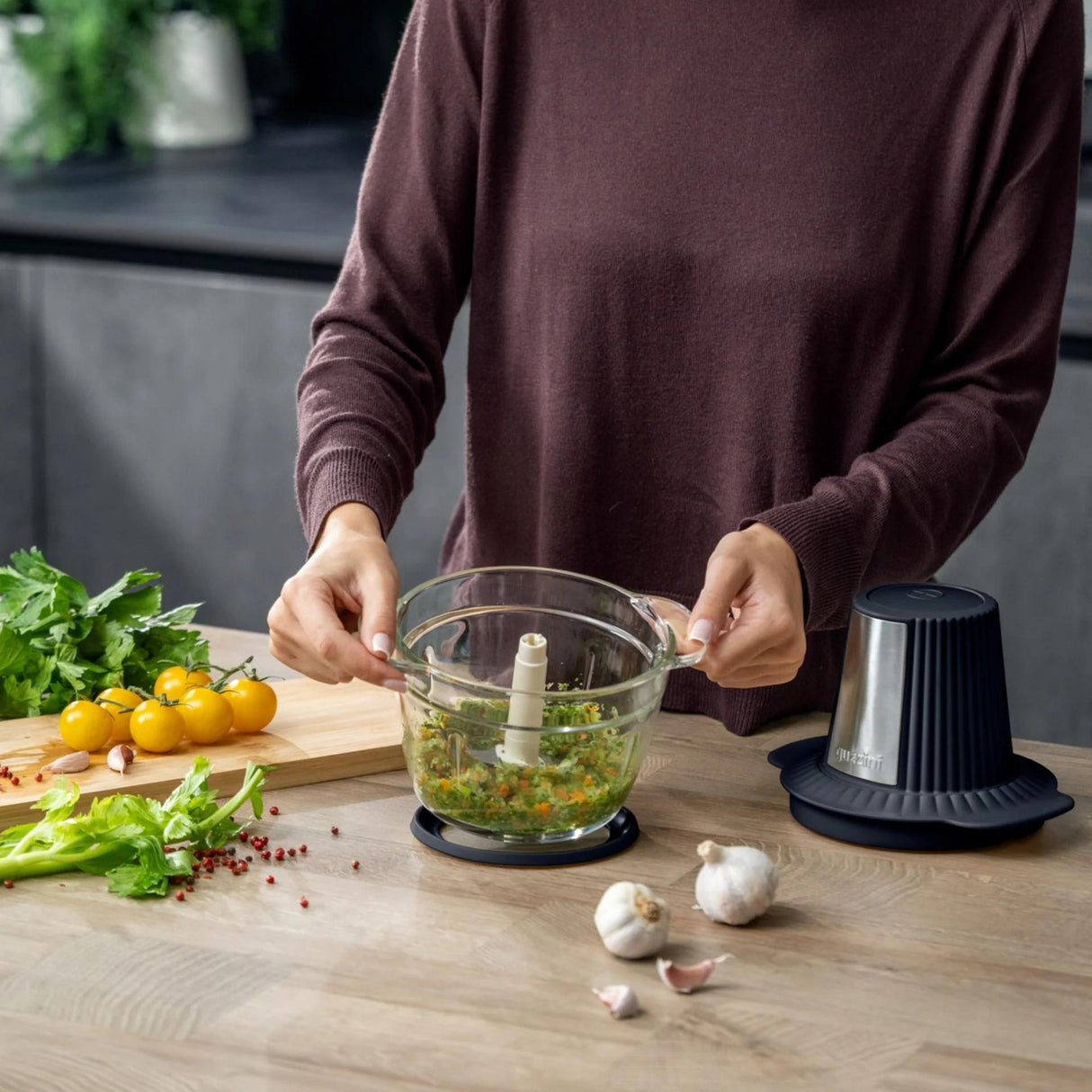 guzzini guzzini tritatutto elettrico sous chef antracite trita alimenti compatto design moderno per cucina ean 8008392424130