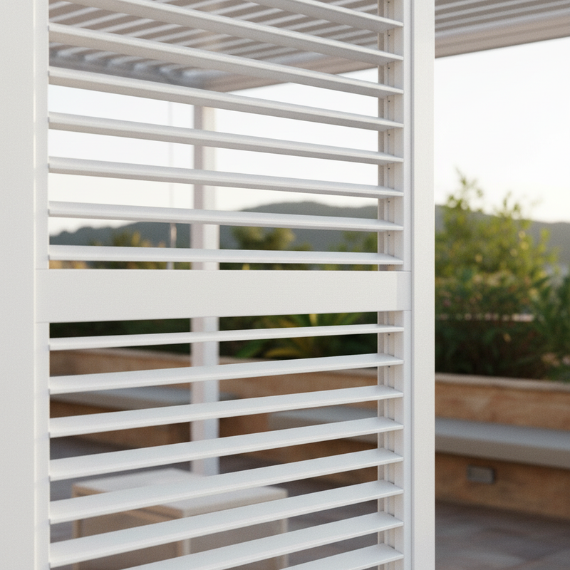 Pannello Mobile Orientabile Vulcano 93x235 Bianco – Dettaglio Lamelle Bianche Luce Geometrica