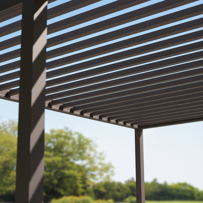 Pergola Bioclimatica Vulcano 3x6 Antracite – Dettaglio Lamelle Antracite Luce