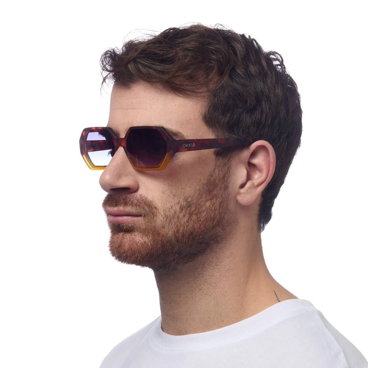 okkia okkia occhiale da sole premontato esagonale mod andrea havana yellow ean 8055773193741