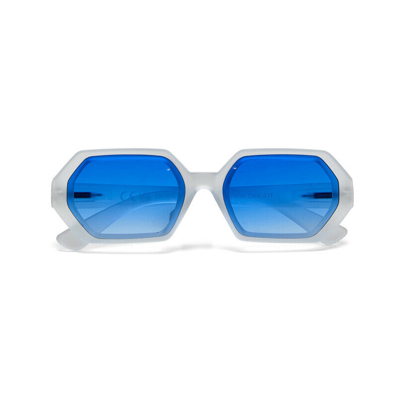 okkia okkia occhiale da sole premontato esagonale mod andrea soft touch translucent clear lenti dark blue ean 8056211375590