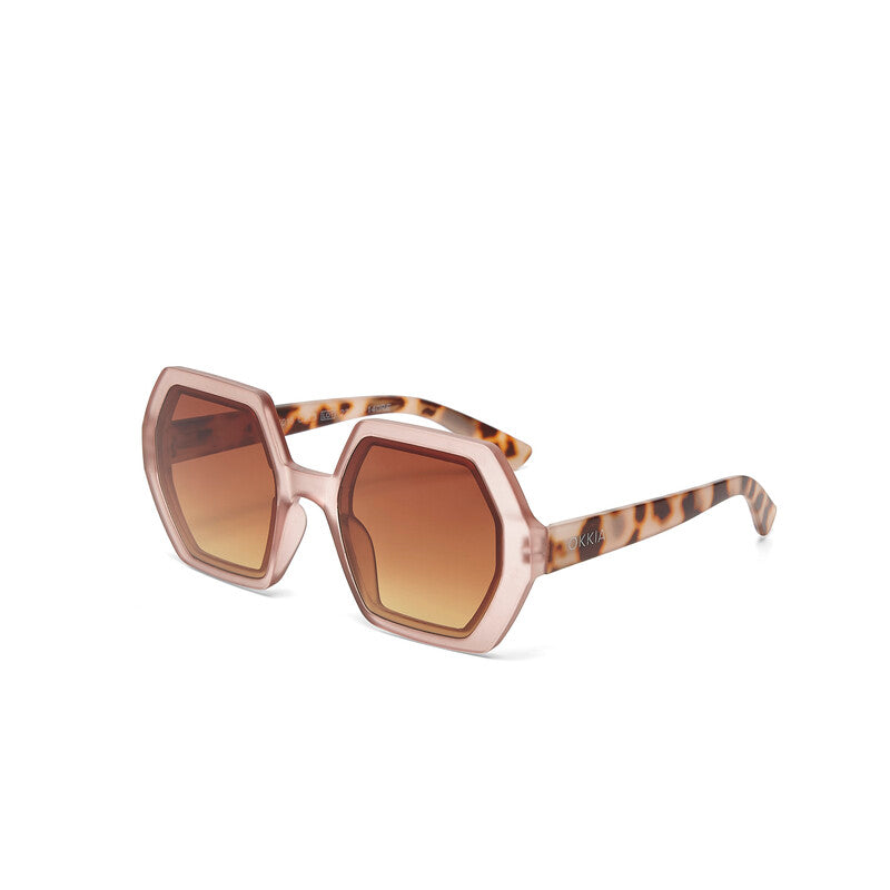 okkia okkia occhiale da sole premontato esagonale mod emma soft touch pink havana brown ean 8055773193871