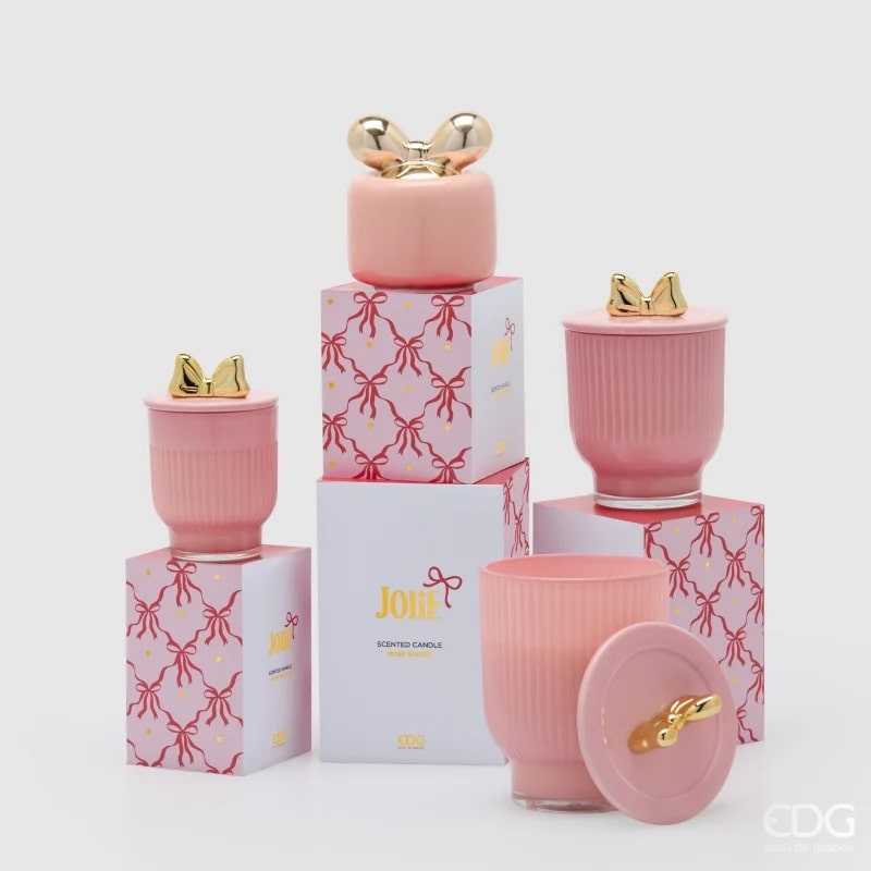 edg enzo de gasperi edg enzo de gasperi candela di natale fiocco con vaso h 11 cm d 7 cm rose water rosa oro ean 8059824543929